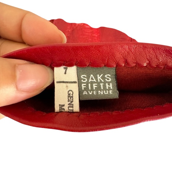 Vintage Saks Fifth Avenue Genuine Leather Womens Red Gloves Size 7 - Picture 10 of 11